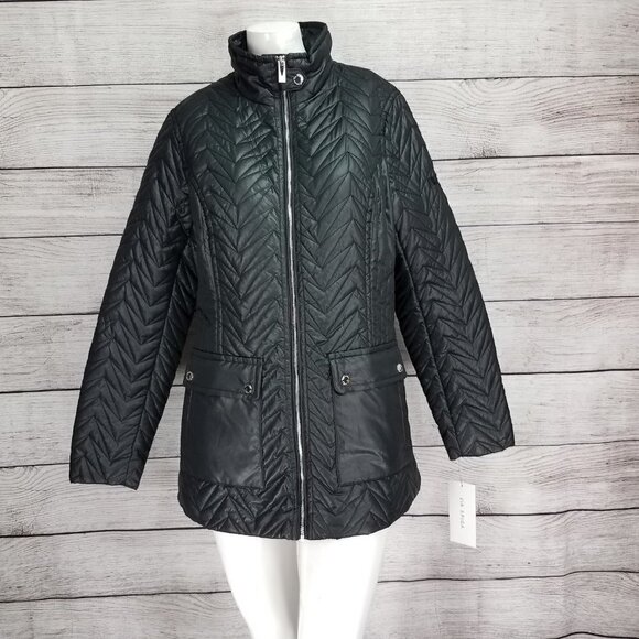 NEW Via Spiga M Cargo Zig Zag Quilted Zip up Jacket Black - Picture 2 of 15